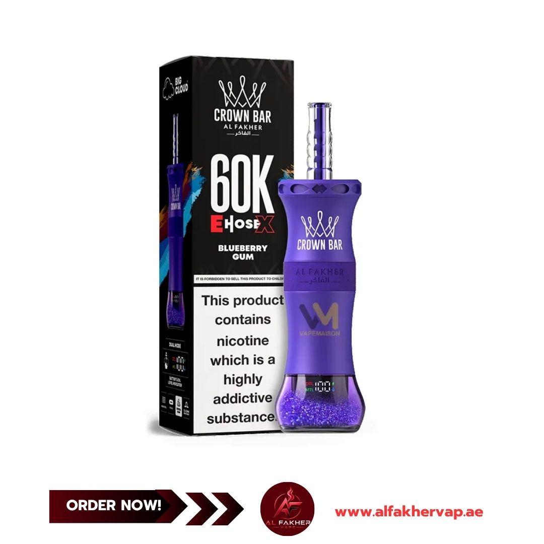 Al Fakher E-hose x Crown Bar 60000 Puffs Blueberry Gum