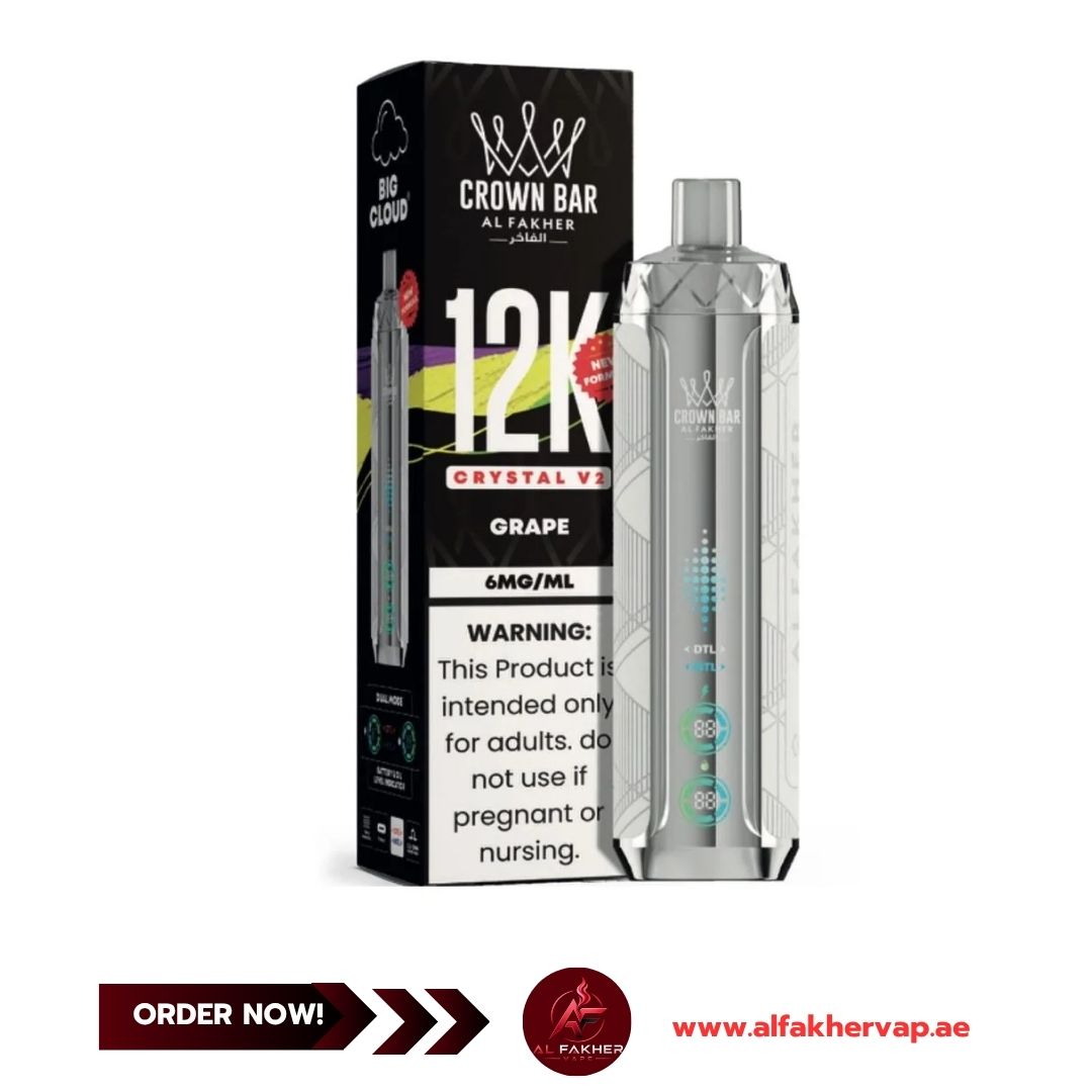 Al Fakher Crown Bar Crystal V2 12000 Puffs Grape Dubai Al Fakher Crown Bar Crystal V2 12000 Puffs Grape