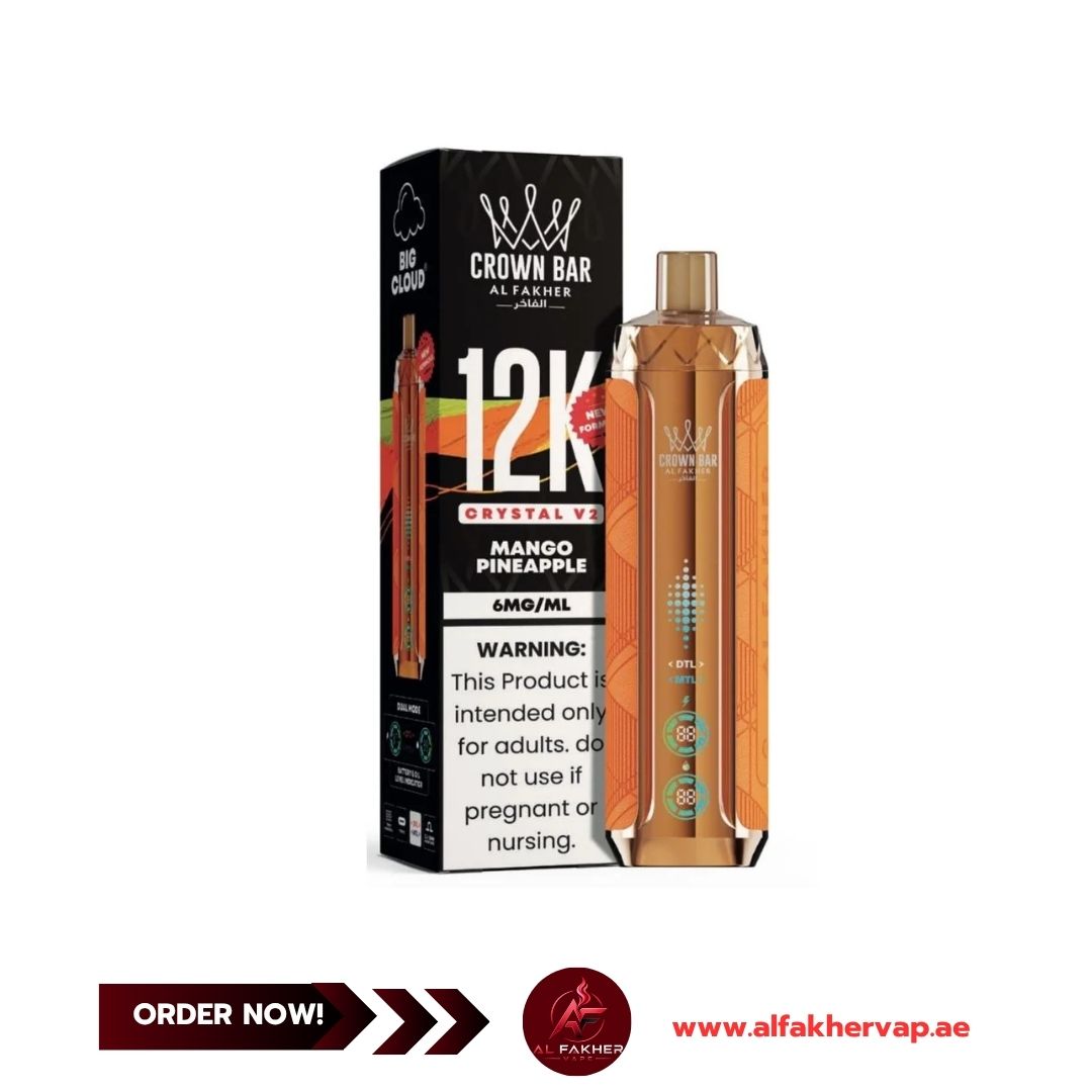 Al Fakher Crown Bar Crystal V2 12000 Puffs Mango Pineapple Dubai Al Fakher Crown Bar Crystal V2 12000 Puffs Mango Pineapple