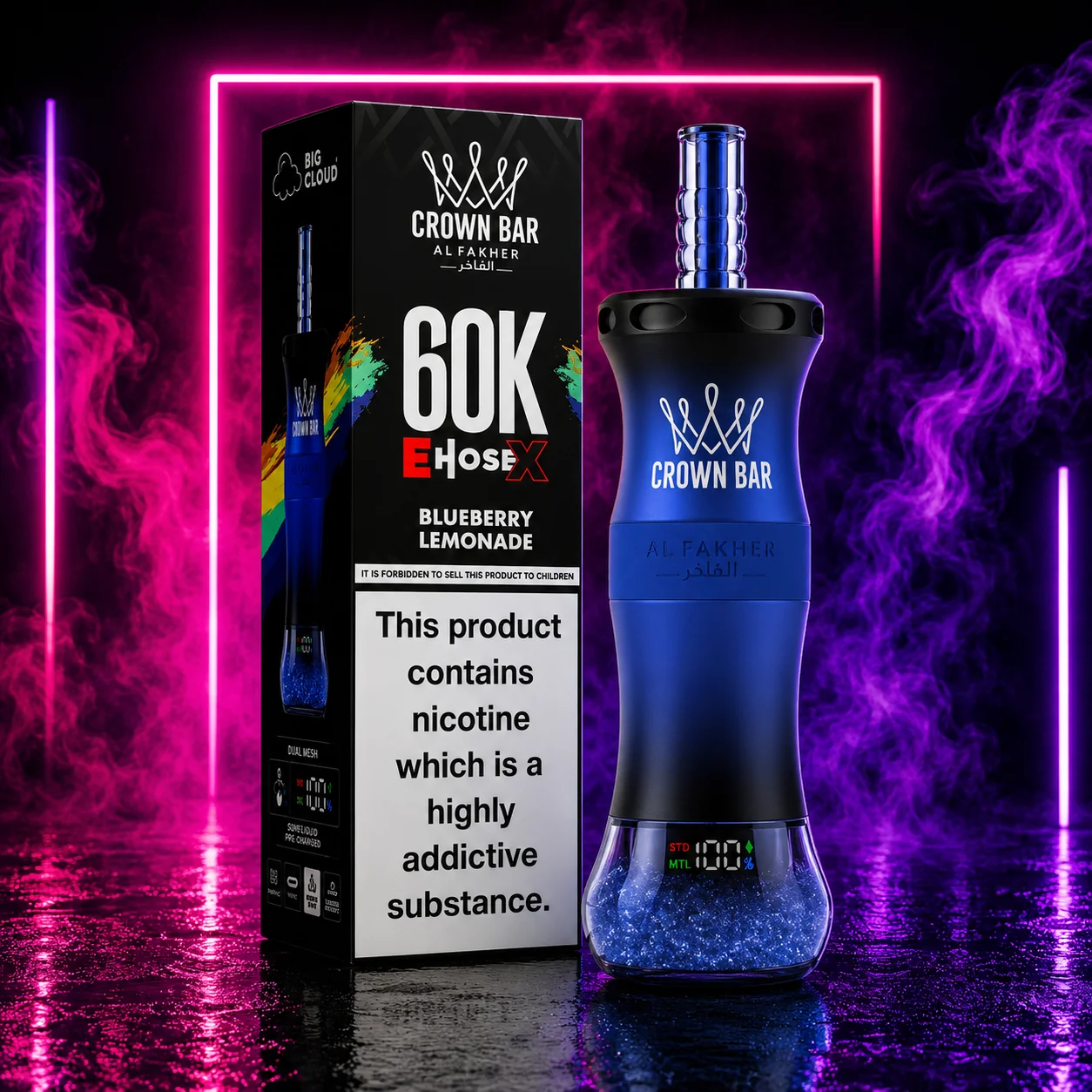 Al Fakher E-hose x Crown Bar 60000 Puffs Blueberry Lemonade
